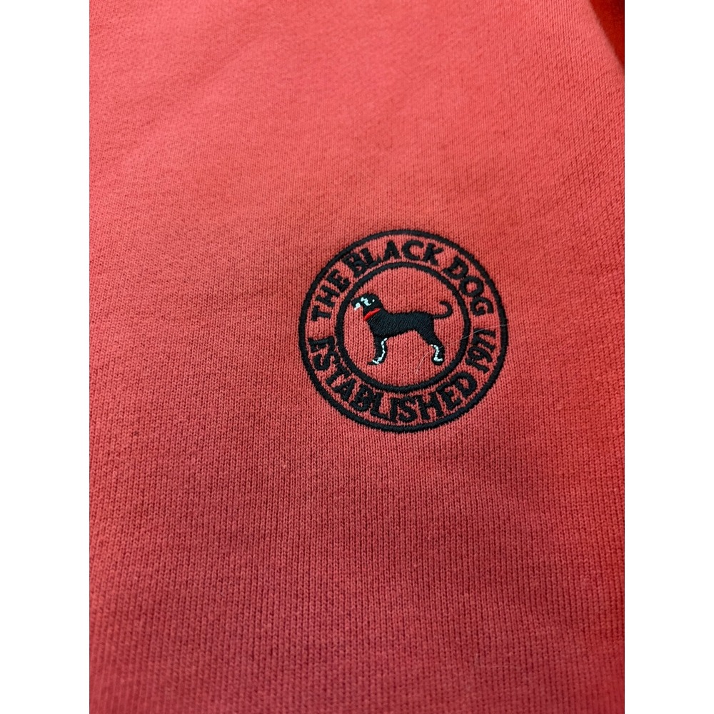 The Black Dog Mens Red Quarter Zip Fleece Sweatshirt Pullover Large Classic Logo - Picture 2 of 8